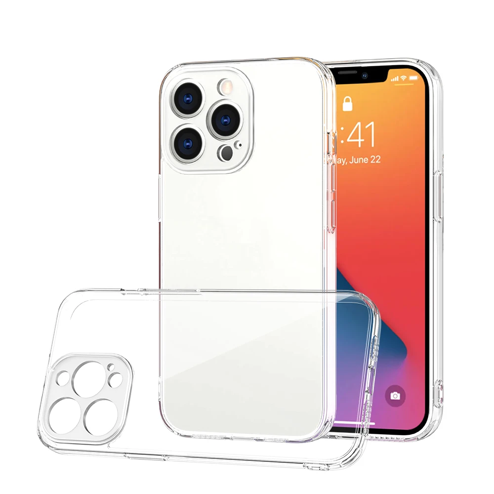 2 in 1 Camera Protection Acrylic TPU Case Drop Protection Case for iPhone 12 Pro Acrylic Clear Back Cover Case 1.5mm