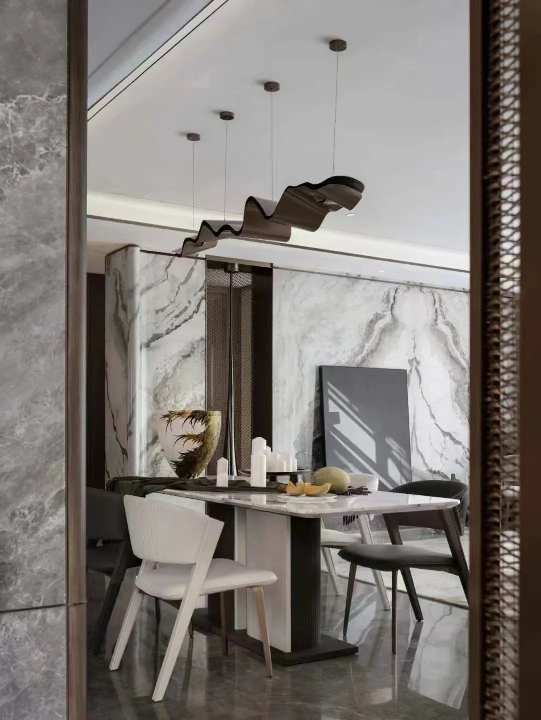 High Grade Natural Gray Marble Floor Slate Stone Dining Table Countertops Slab and Tile