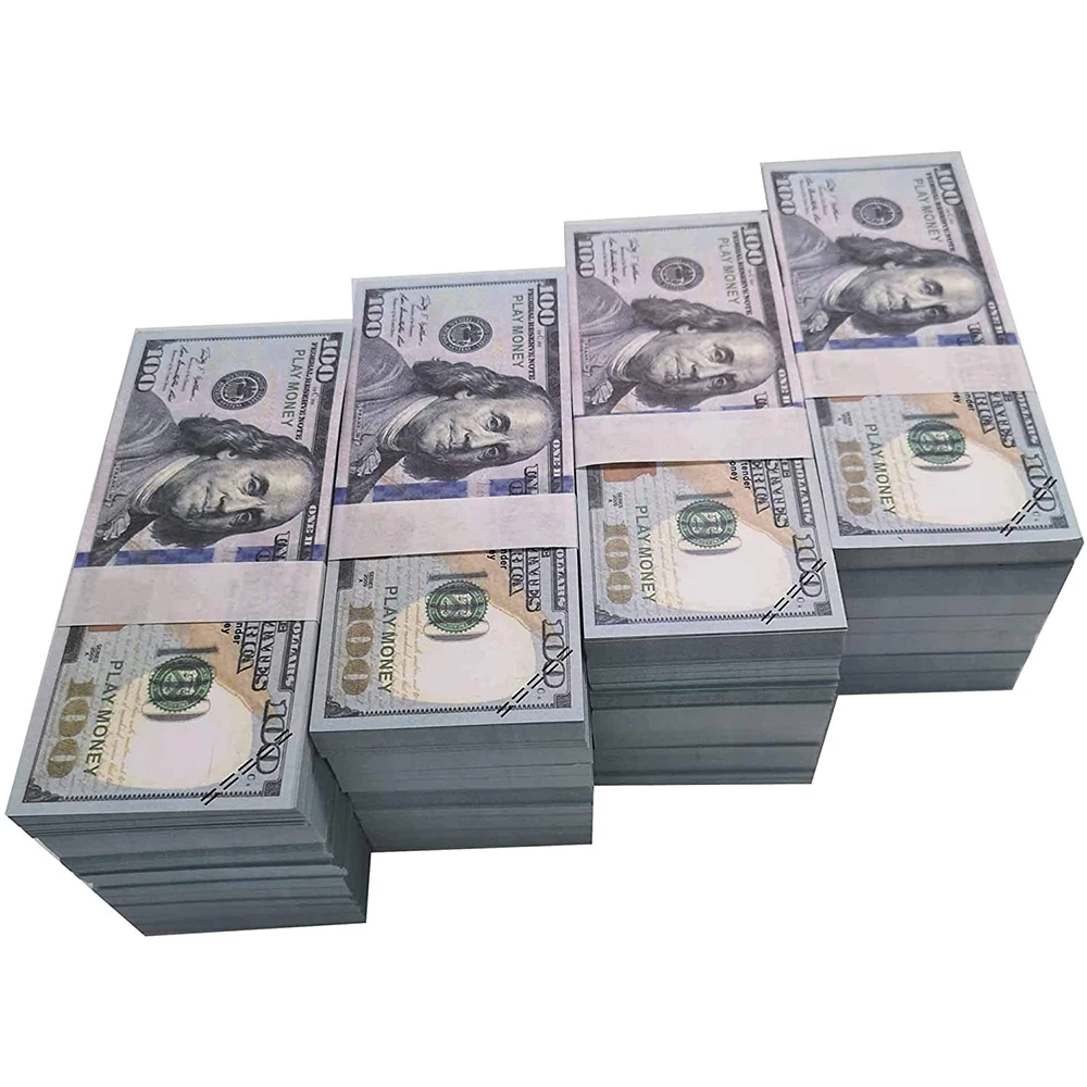 Play Money One Stack 100 Pcs 100 Dollar Bills for Movies  Kids and Party are Full Print 2 Sided Prop Money