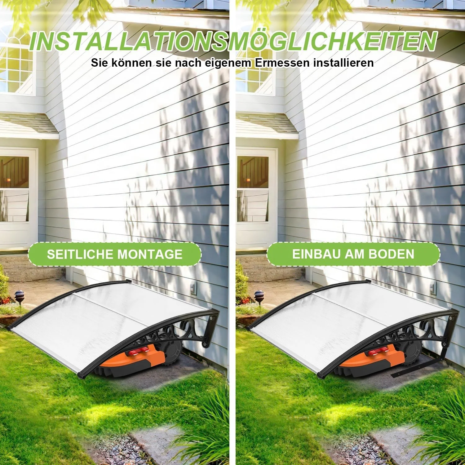 2  - folding Robotic Lawnmower Garage Roof Carport Garden Canopy PC Weatherproof roof Large hollow polycarbonate