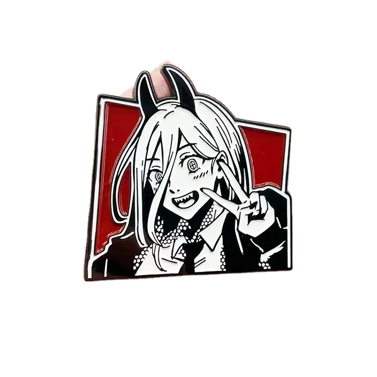 Cheap Wholesale New anime character manga style black and white metal badge soft lapel pin