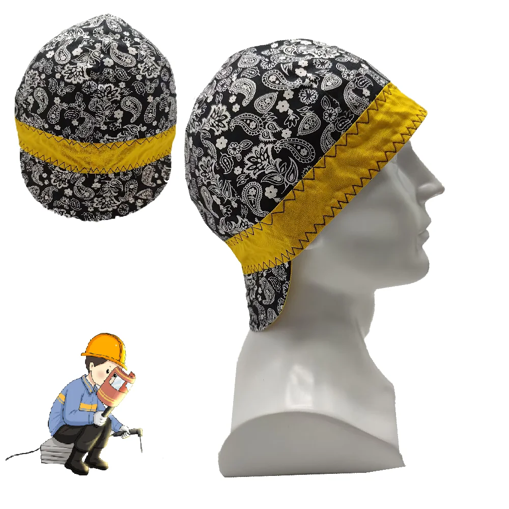 Custom FR Cotton Welding Cap with Hidden Bill Extension One Size Men Women FR Welder hat For Oil And Gas Industry Work Safety