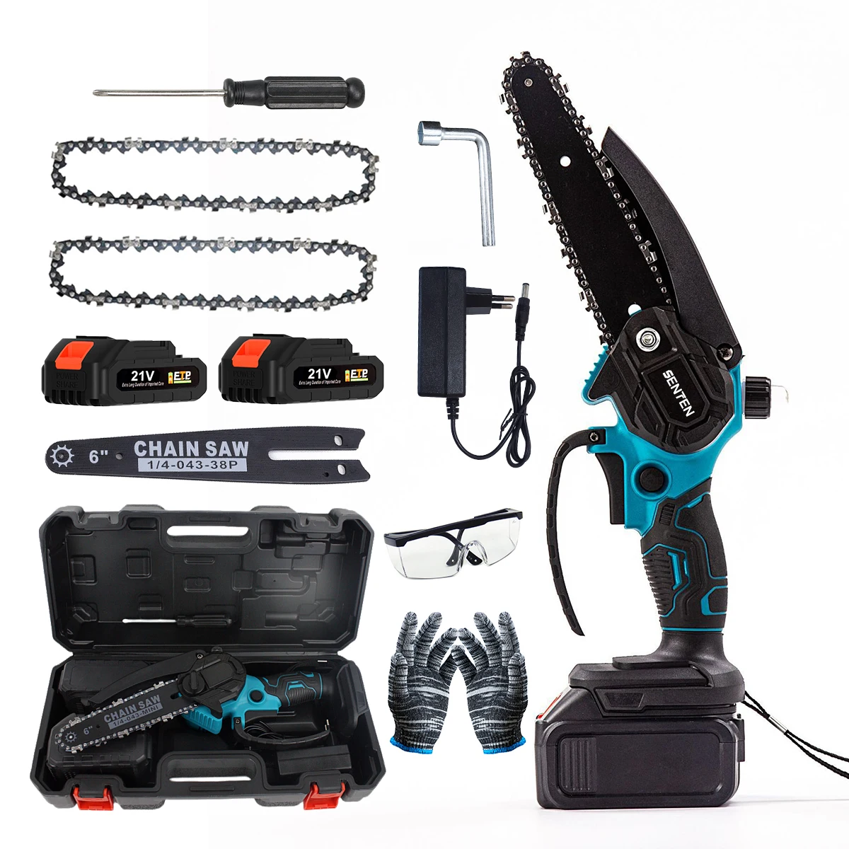 6inch Mini Handheld Brushless Electric Chain Saw Cordless Chainsaw Portable Garden Fruit Tree Pruning Saws Wood Cutting Machine