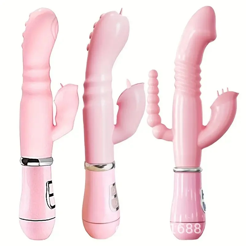 Wholesale Usb rechargeable gun shaped dildo vibrator cheapest triple stimulation silicone rubber vibrating dildo Sex Toy Women