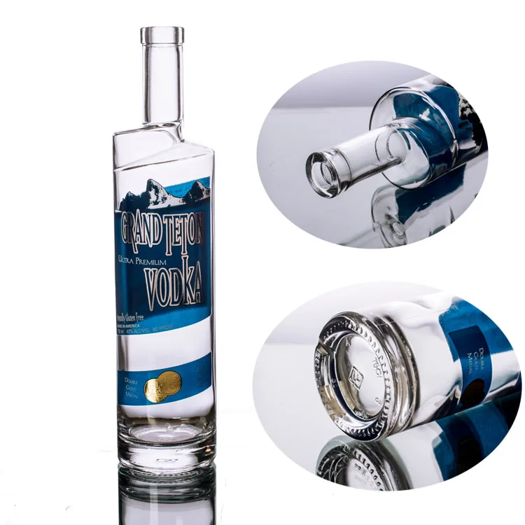 customized unique round empty liquor private label vodka bottle 750ml for vodka