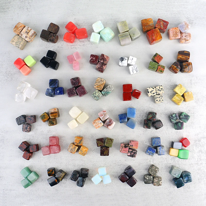 New Arrival Gemstone  fengshui Crystal Polished Tumbled wine coffee ice set Cube Stone