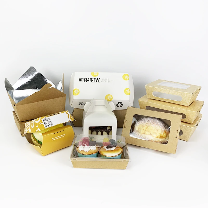 Wholesale Disposable Snacks Salads Fried Chicken Containers 13oz 23oz 32oz Kraft Paper Food Boat Tray