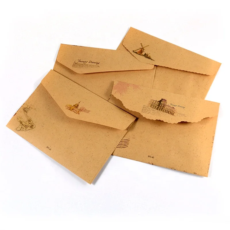 
Recycled High Quality Vintage Kraft Printed Packaging Paper Envelope 