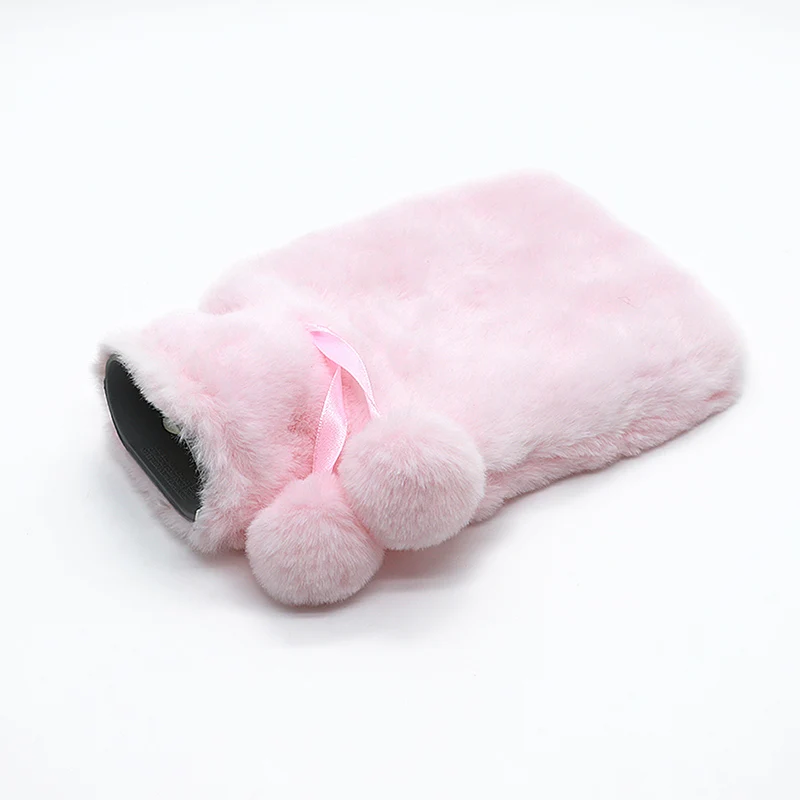 hot water bag gift set soft knitted socks and rubber hot water bottle with faux fur cover custom