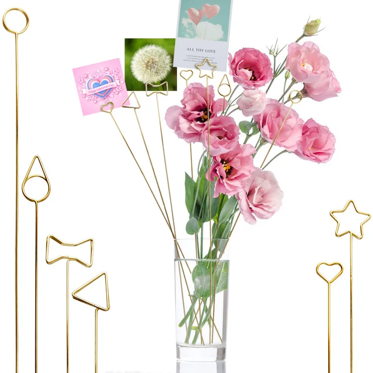 Heart Ring Loop Star Shape Wire Clip Card Note Photo Memo Holder Flower Use Metal Clip