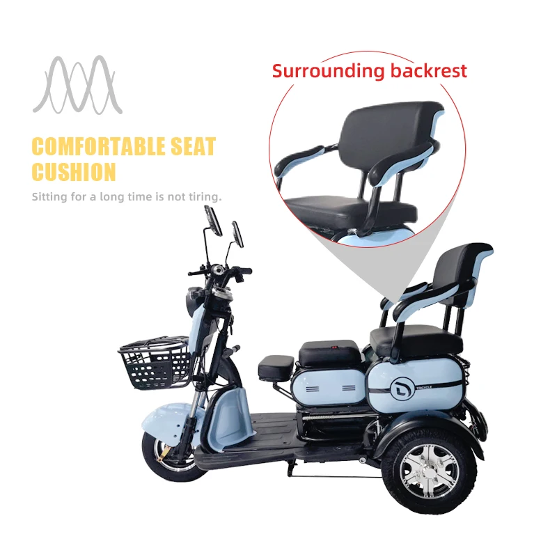 2022 New Cars Electric Tricycle Tuk Tuk High Popularity New Practical Blue Open Three Wheel Electric Tricycle