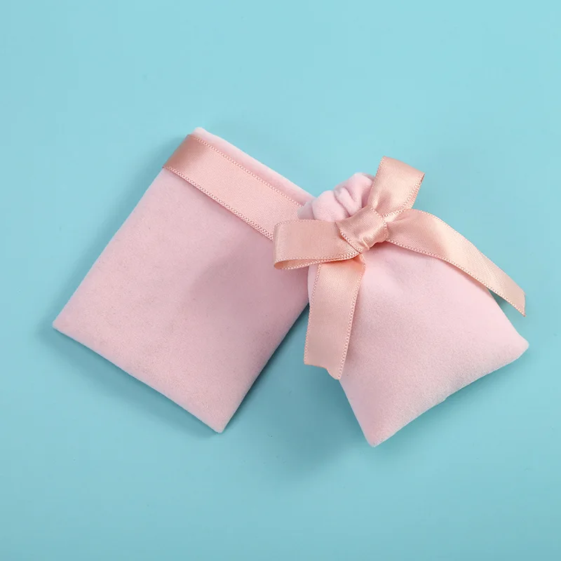 Low MOQ Colorful Flannelette Pocket Jewelry Velvet Storage Bag Small Drawstring Pouch for Gift Ring Custom Logo