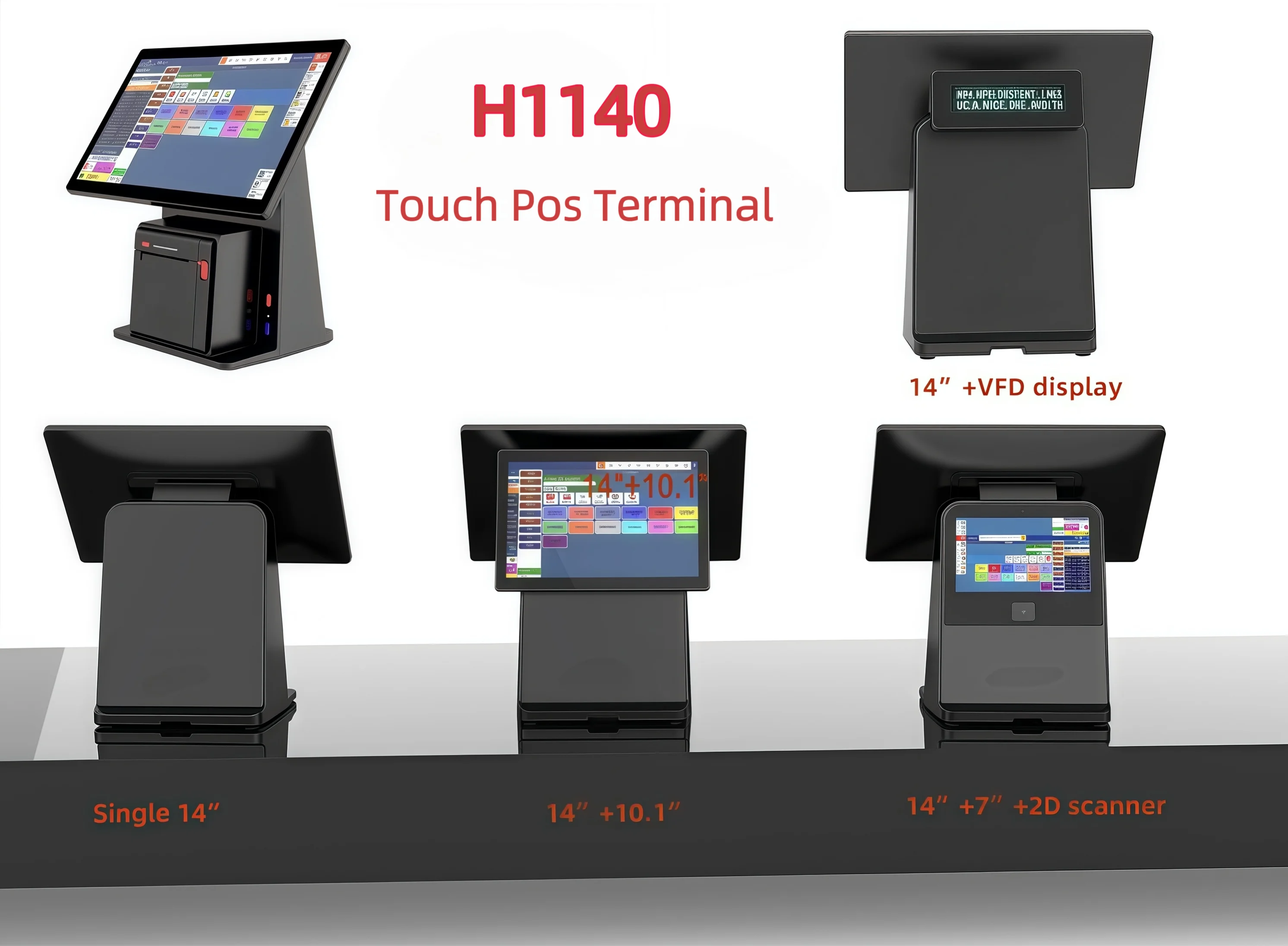 14 Inch Pos Cash Register Machine Windows/Android All In One Pos Terminal System for retail With 80MM thermal printer
