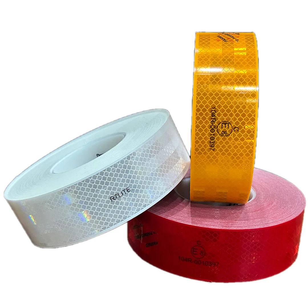 RTLITE E8 ECE 104R Diamond Grade Yellow Self Adhes Radium Cinta Retro Reflective Tape for Truck