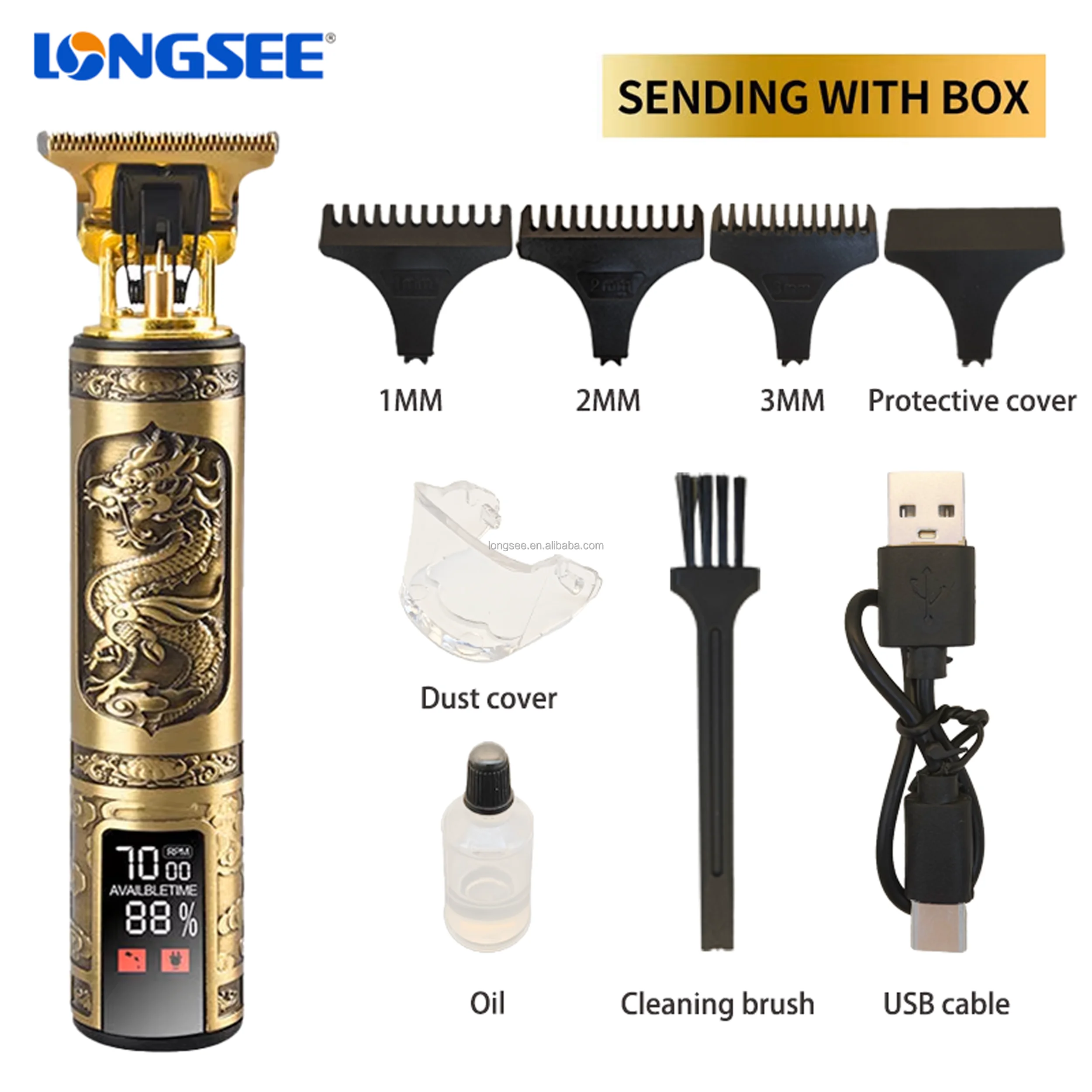 New 2024 Hot selling vintage T9 Hair Clipper Rechargeable LCD display good price professional shaving machine trimmer for men