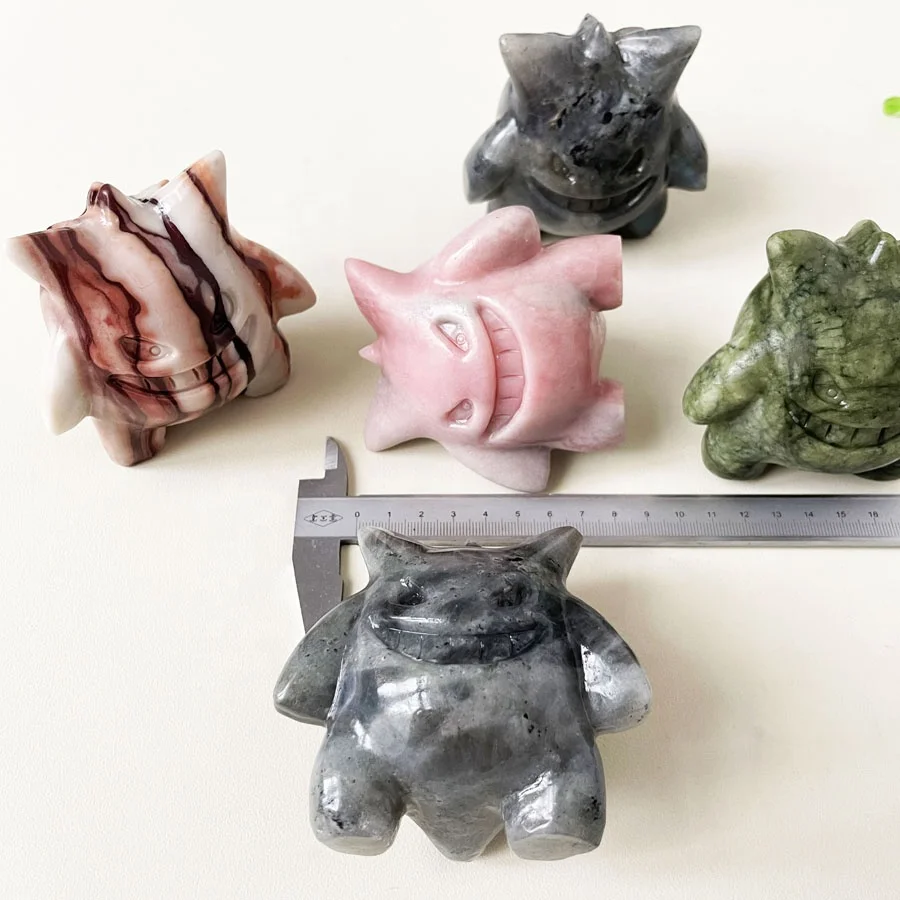 8 см большая кварцевая скульптура Xiuyan Jade Crystal резьба Gengar для подарков