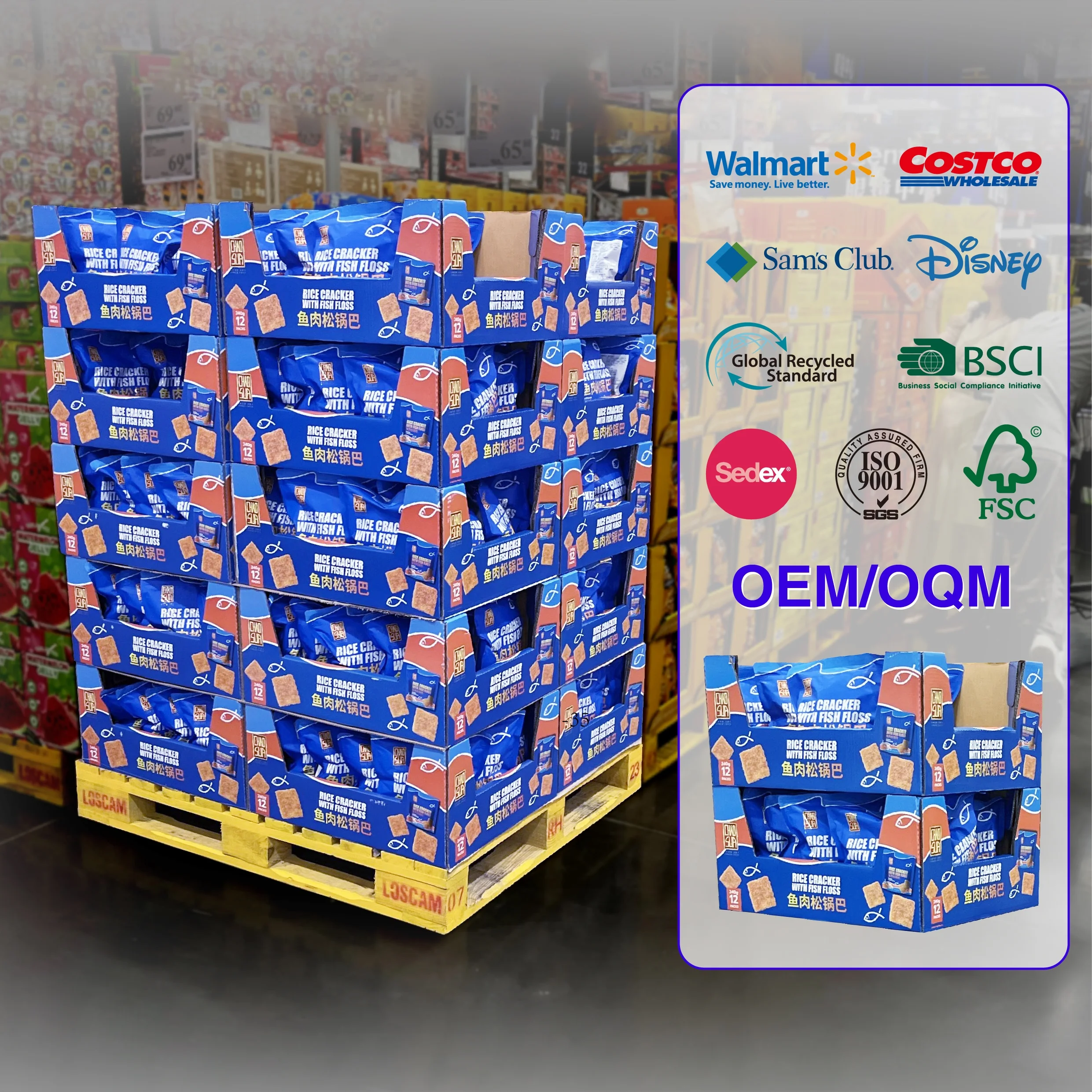 Snack/Toy/Product Corrugated Cardboard Customized Counter Shipper Box Paper PDQ Display Boxes At Supermarket For Retail Food
