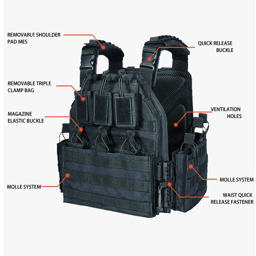 Factory Custom Tactical Vest 1000D Polyester Detachable Outdoor Waterproof Exercise Camouflage Tactical Vest