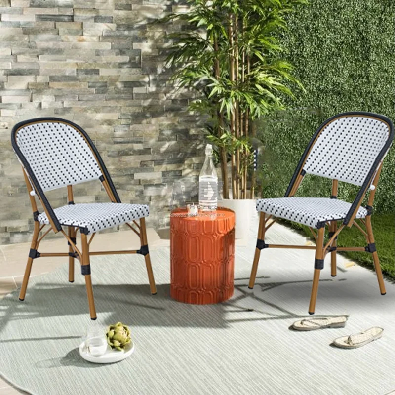 Outdoor customized furniture restaurant rattan wicker weaving Bamboo cafe bistro chairs garden set