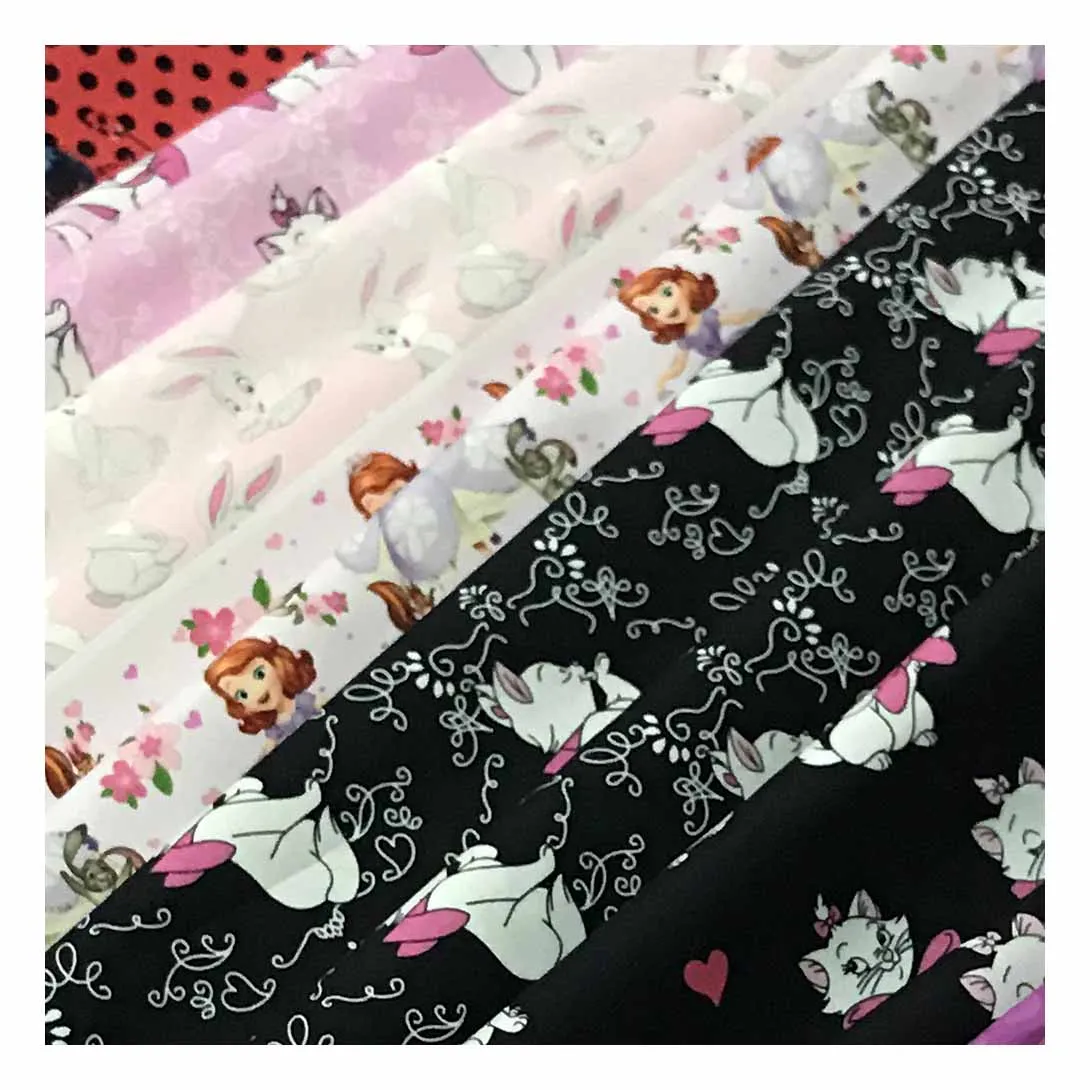 The factory outlet popular cute maries cat designs cartoon kids fabric 100% cotton printed for garment