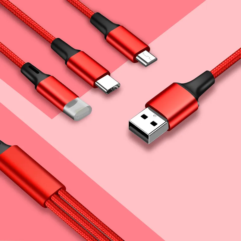 High Quality Custom Fast Charging Multi Android Charger Mobile Phone Usb Type C 2.0 Data Cable 3 In 1 Usb Charging Cable