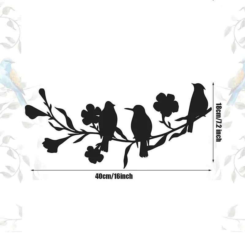 Latest Pop Bird In The Tree Metal Pendant Cross Border Wall Silhouette Magpie Plum Wall Decoration