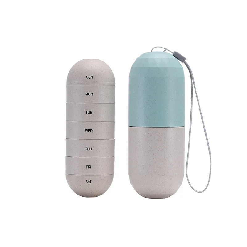 Hot sale Capsule shaped tablet case pill box 7 days organizer for on business and travel
