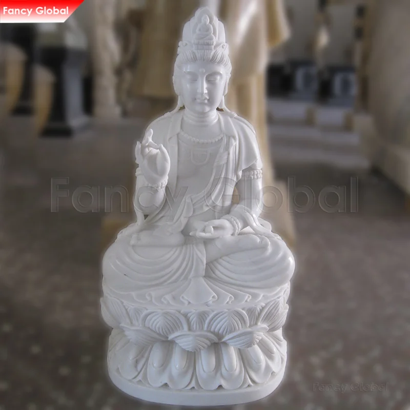 Life Size Large Buddha 2m White Stone Marble Guanyin Kwan Yin Statue For Decoration