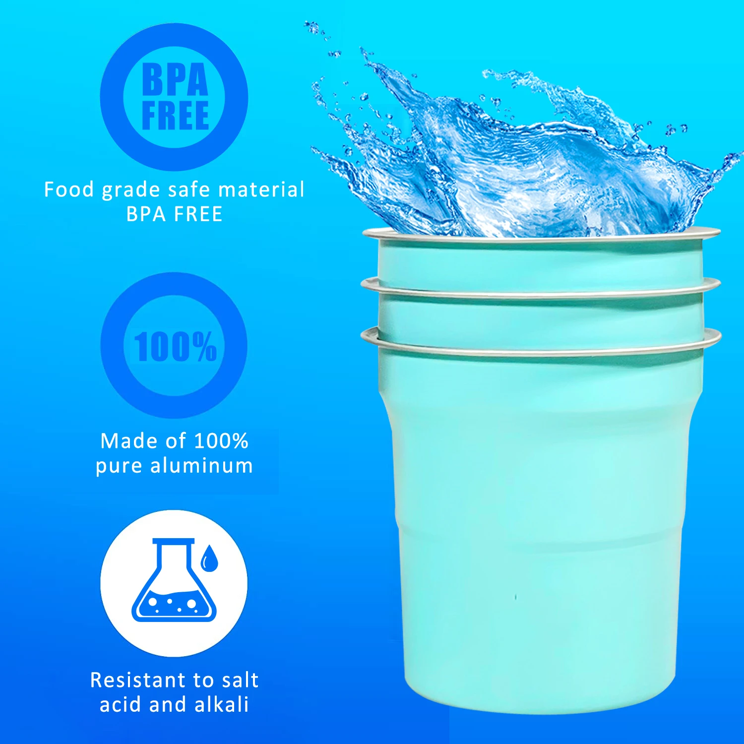 OEM 270ml 480ml 600ml outdoor camping reusable aluminum cold cup disposable aluminum party cups