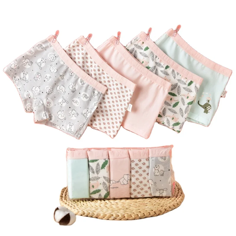 Kids Wearing Cotton Underwear Girls Boxer Briefs