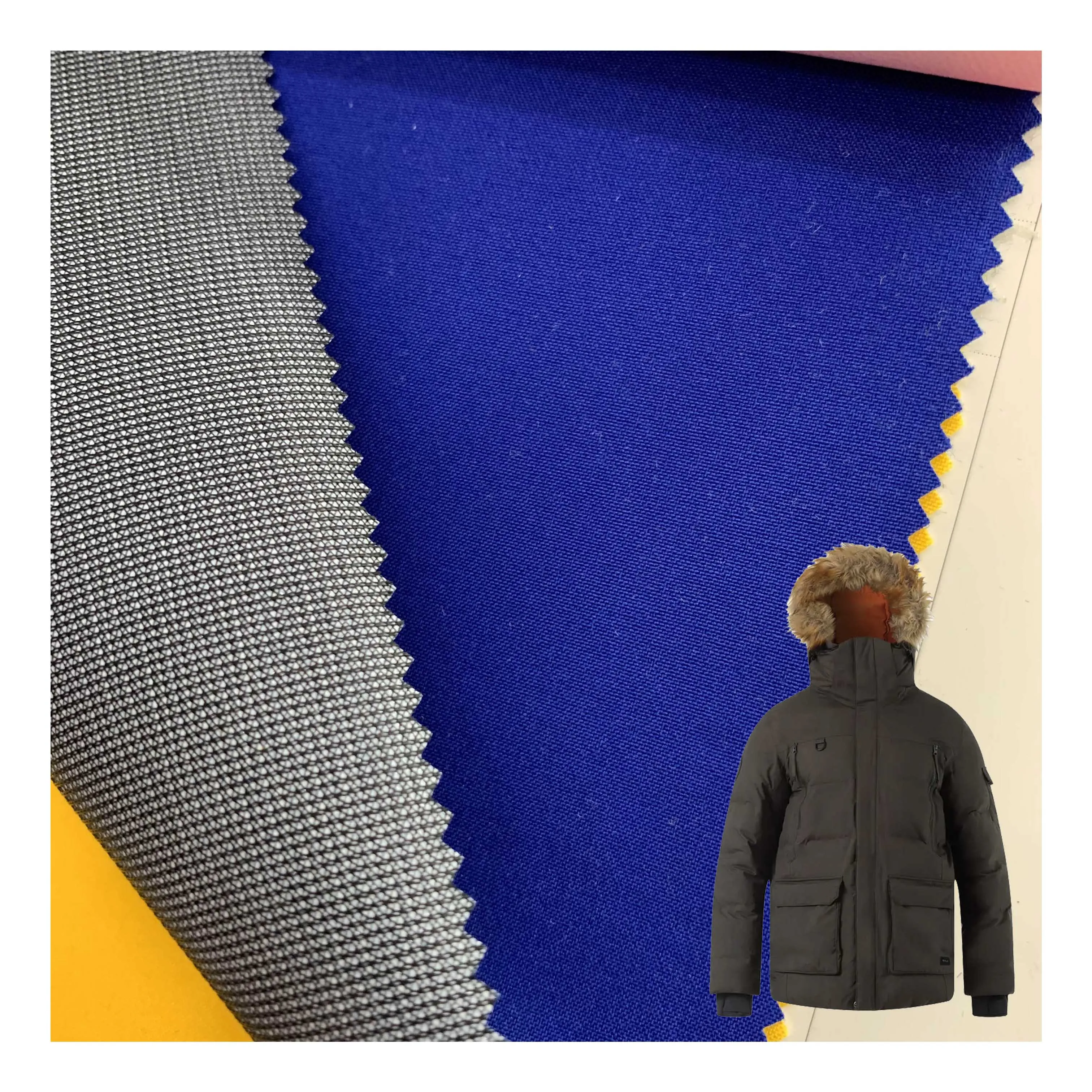 wholesale in stock TPU Membrane laminated bonded knit 3 layers strength Softshell 75D pongee fabric for outdoor coat