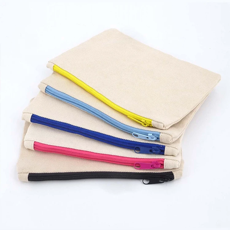  Eco Friendly Cotton Cosmetic Bags Blank Reusable Canvas Zipper Multicolour Makeup Pouch