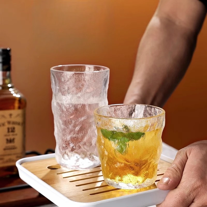 Md63 Unique Juice Cup Frosted Drinks Cold Beer Mug Gradient Glacier Pattern Glass Drink Cup