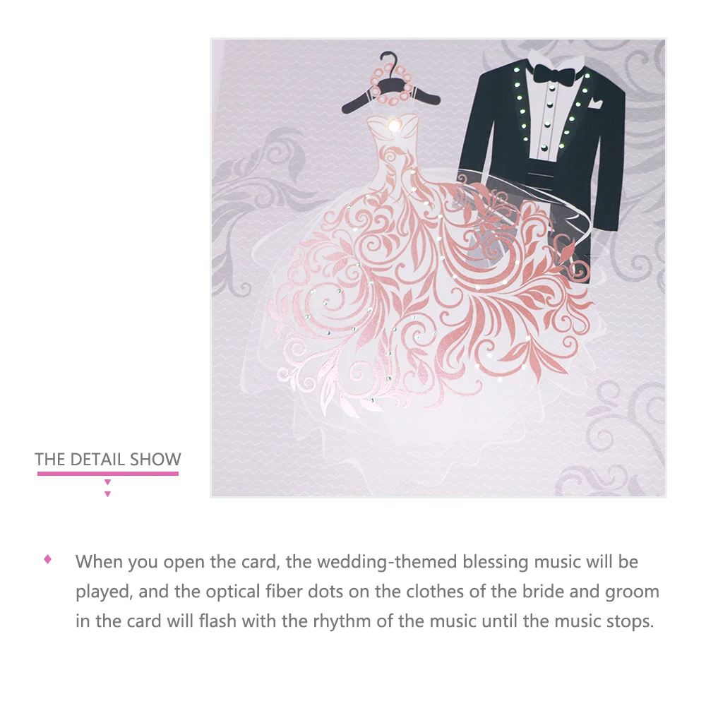 custom design led light music wedding invitation cards with sound module