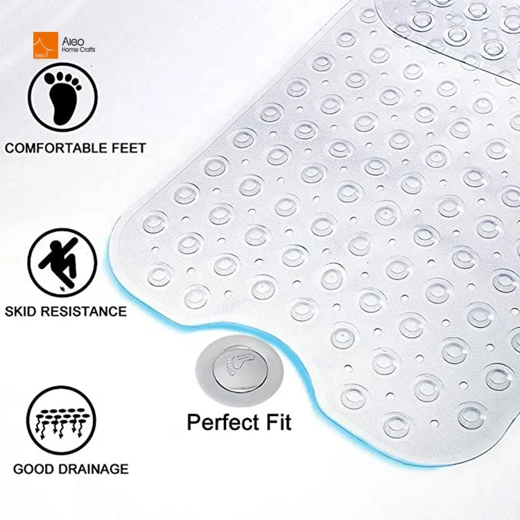 Eco-Friendly Anti-Slip PVC clear Bathroom Customized Suction Cups Floor Mat Original Bathtub Mat Machine Washable Shower Mats