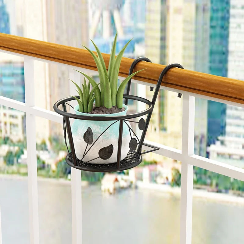 
Big Space Hanging Round Corner Shape for Wall or Fence Iron Vase Flower Rack Storage Organizer for Living Room 