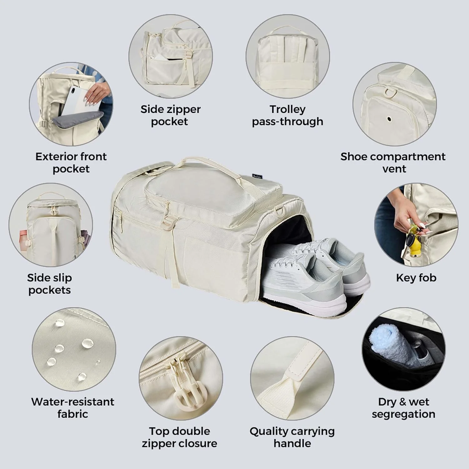 Wholesale Durable Customized Waterproof Large Capacity Sports Duffel Travel Backpack with Shoes Compartment for Travel Sport Gym