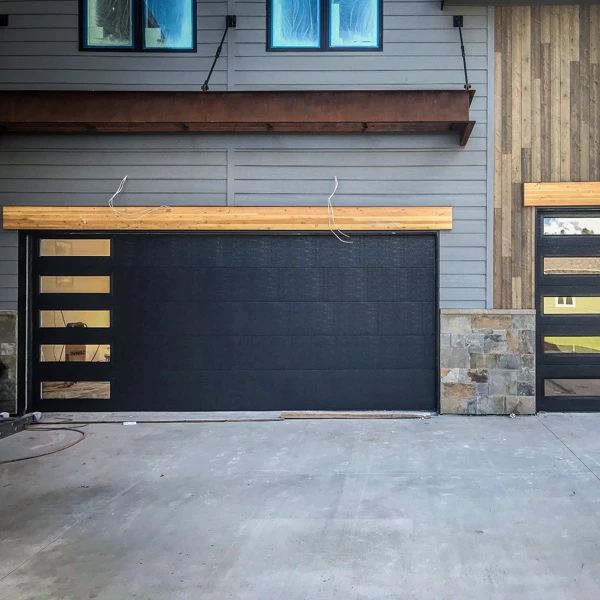 Steel Garage Door Residential Wooden Electric Aluminum Modern Glass Graphic Design Key Lock Aluminum Alloy Plexiglass Panel CG1