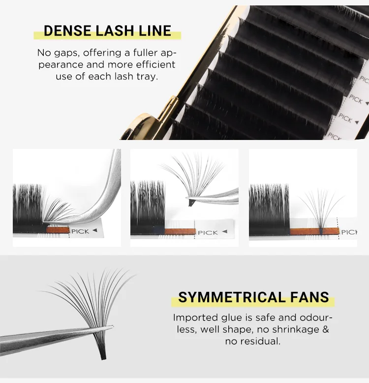 Custom Easy Fan Eyelash Extentions Matte Private Label Easy Fanning Volume Eyelash Cilios Easy Fan