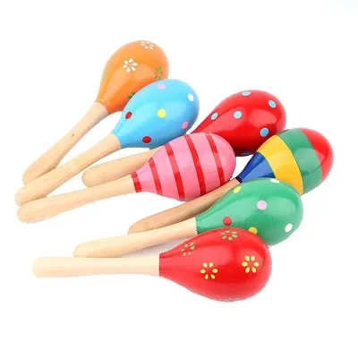 AN New Wooden Maraca Wood Rattles Egg Shaker Kids Musical Party Favor Kid Baby Shaker Sand Hammer Toy