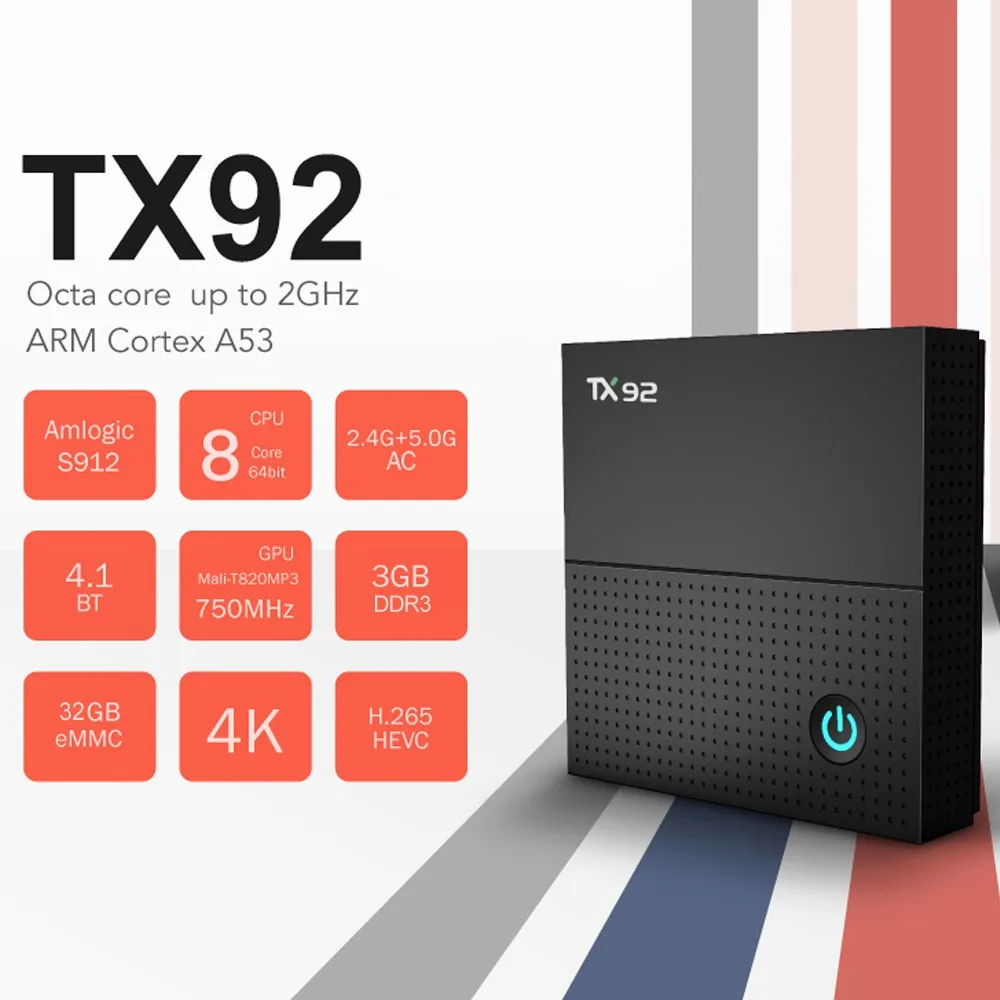 Горячая продажа Amlogic S912 TX92 android super goo gle tv box Android 7 1 Blue tooth Dual wifi
