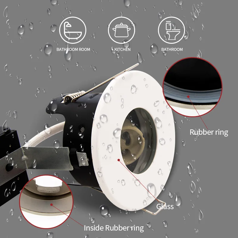 Gu10 Fire Rated Downlight Aluminum Ip65 Water Proof Recessed Gu10 Spot Light 50W Max White Led Downlight