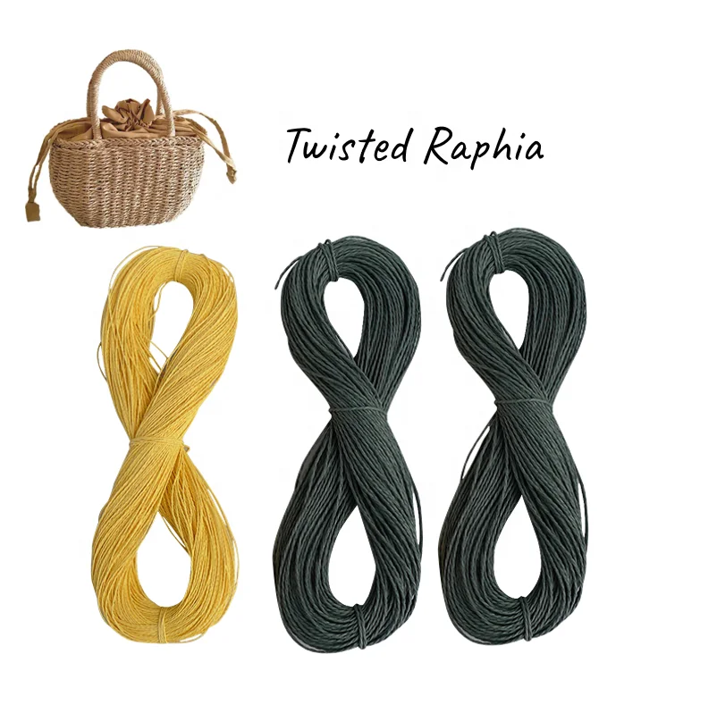 Free Samples Twisted Paper Raffia 100% Wood Pulp Two Strand 2ply Raphia Rafia Ropes Twisted Paper Raffia