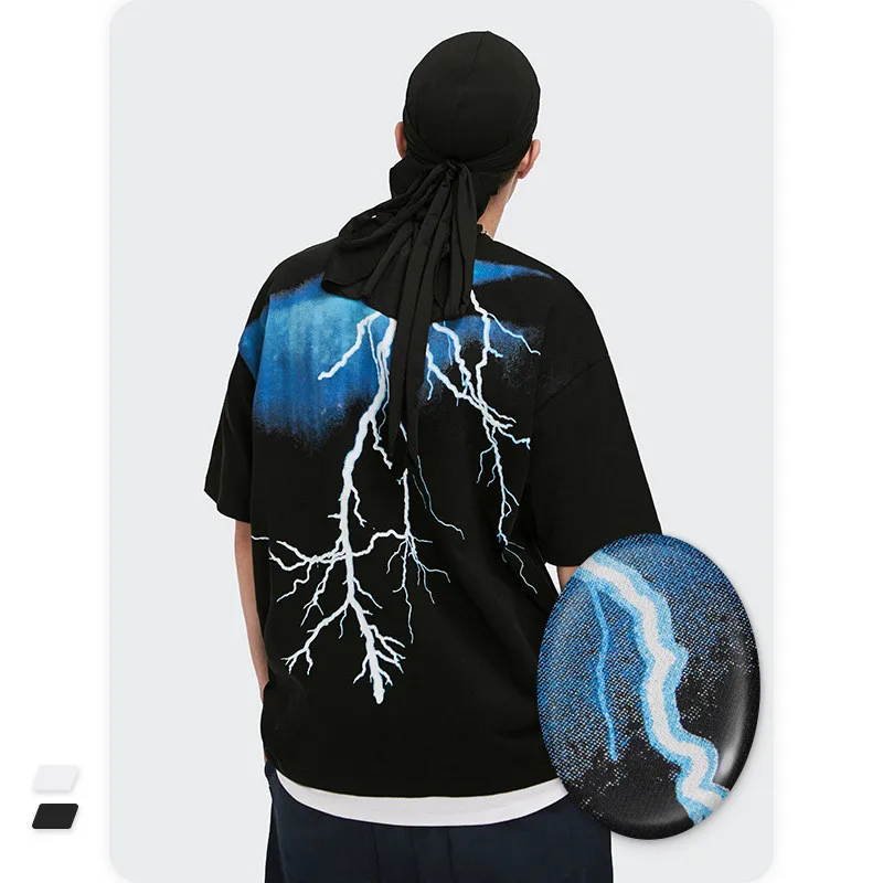 Korean Tshirt Led T-Shirt Light Up Long Line Longline Mens Tee Mercerized Cotton Luxury T Shirt