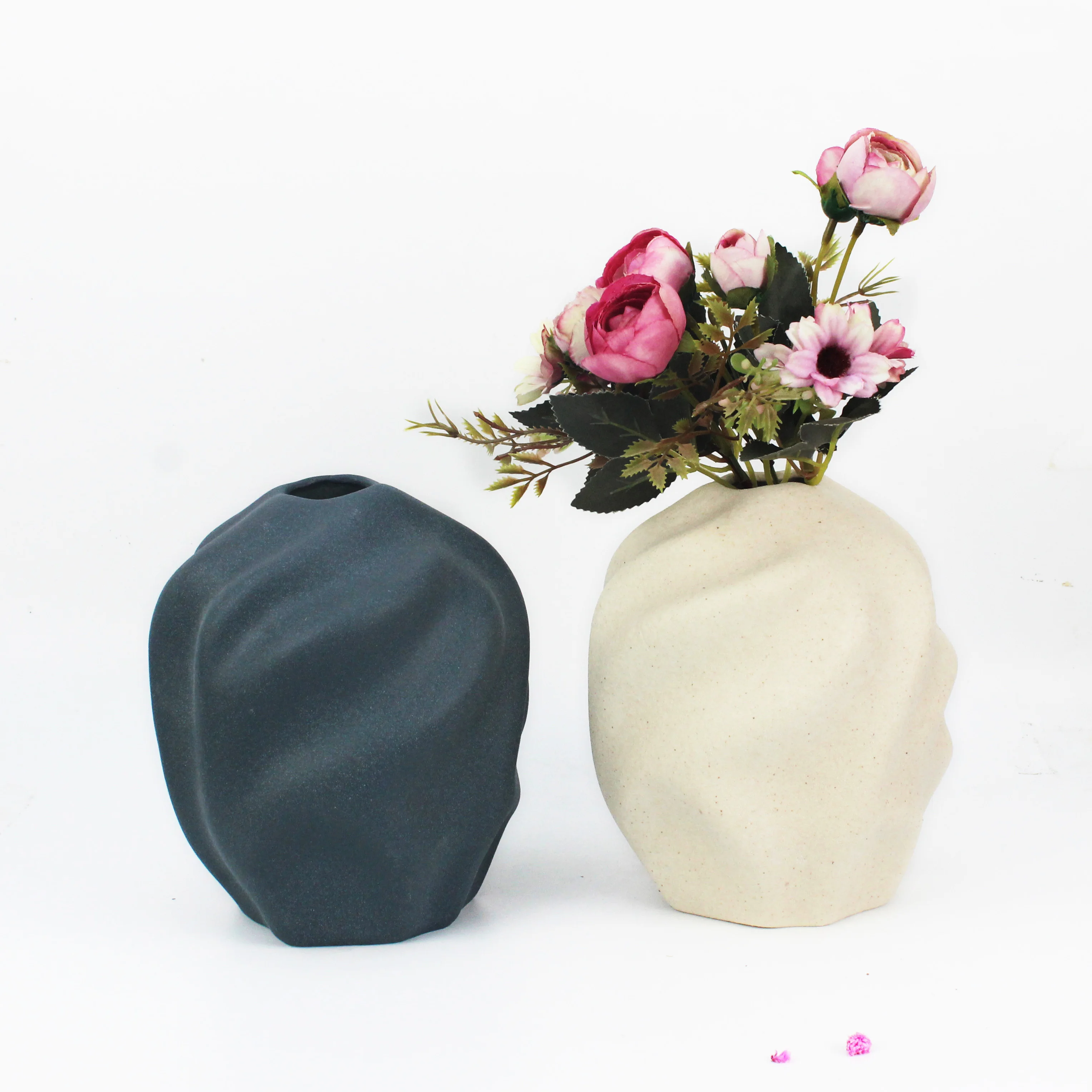 Home decoration ceramic special-shaped personalized vase  customization spot Vase Natural Surface popular retro clay vase