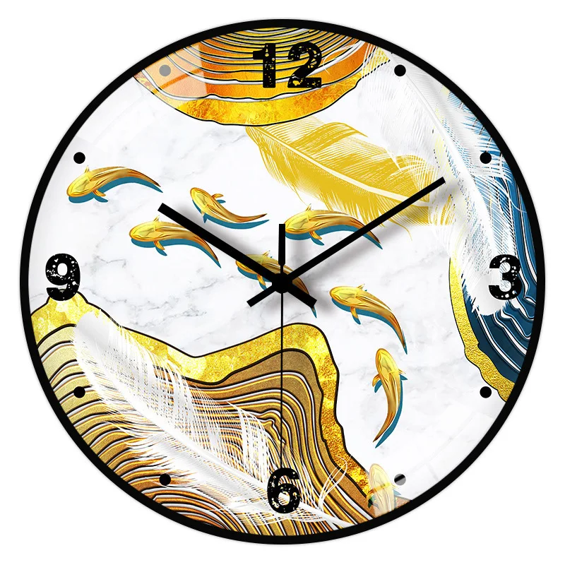 [12 inch 30cm] Wall clock living room modern simple atmosphere quiet household luxury Nordic quartz wall clock 3d