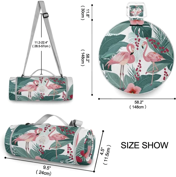 Portable Bohemian Style Custom Printed Fleece Plaid travel picnic blanket Large Folding 100% Polyester waterproof picnic blanket