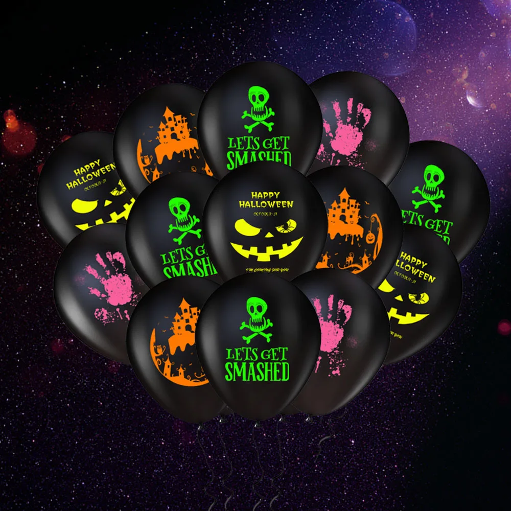 Флуоресцентные шары для вечеринки на Хэллоуин 12 дюймов светящиеся в темноте неоновые