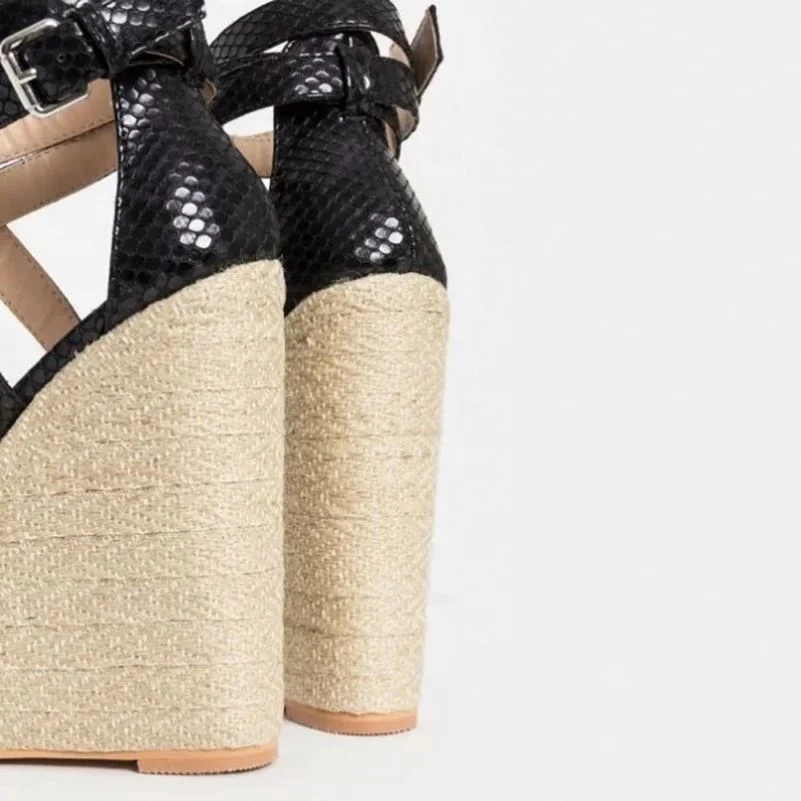 2020 Quality design wedges women Sandals wholesale ladies wedge shoes snakeskin transparent sandals sichuan handmade sandals
