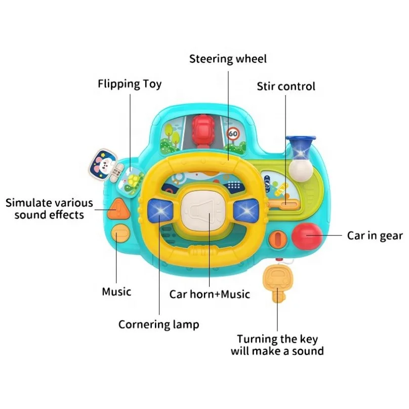 Multifunctional Steering Wheel Toy Baby Electronic Driving Simulator Steering Wheel for Back Seat Educational toys